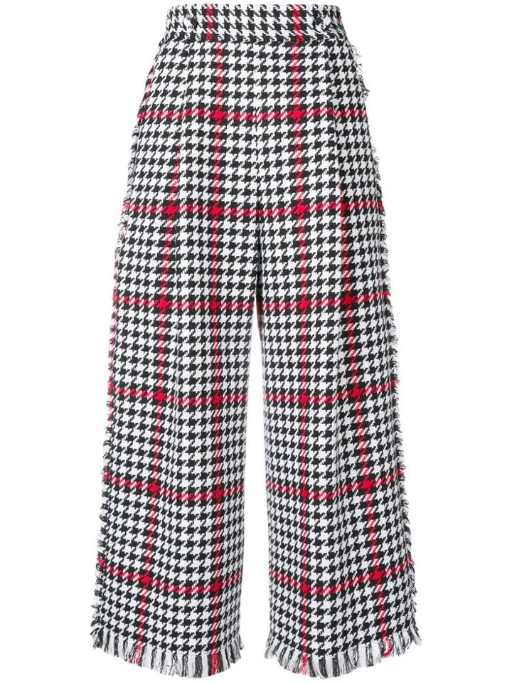 Msgm Wide-leg Houndstooth Trousers - Black