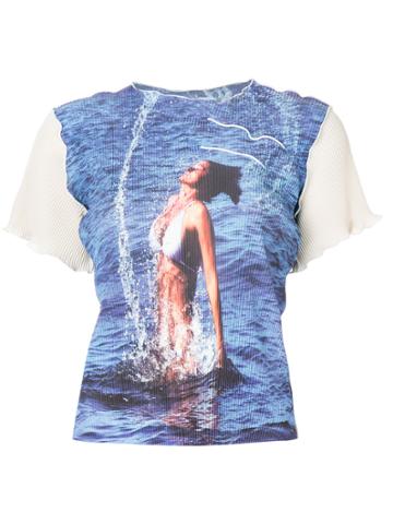 Kotohayokozawa Printed Pleated T-shirt - Blue