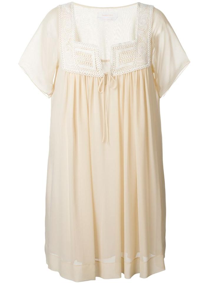 See By Chloé Loose Fit Mini Dress, Women's, Size: 36, Nude/neutrals, Viscose/silk