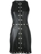 Versus - Studded Zip Mini Dress - Women - Lamb Skin/polyester - 44, Black, Lamb Skin/polyester