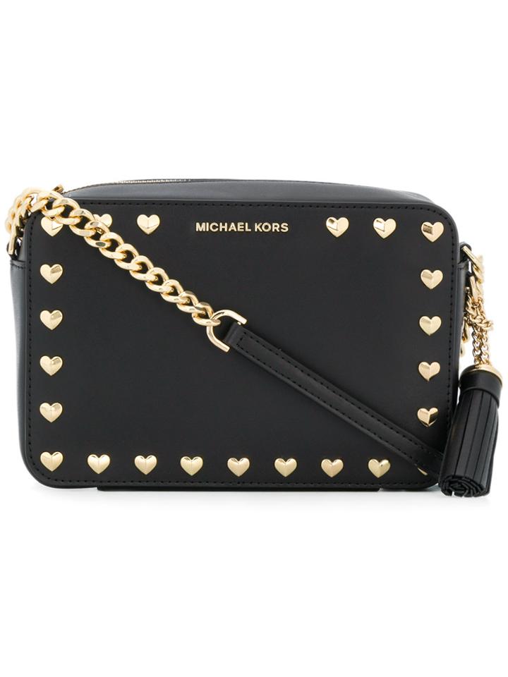 Michael Michael Kors Heart Stud Crossbody Bag - Black