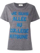 Maison Kitsuné Message Print T-shirt, Women's, Size: Medium, Grey, Cotton