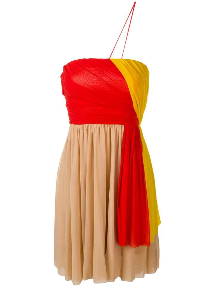 Msgm Asymmetric Ruffle Dress - Red