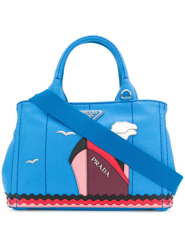 Prada Seascape Patch Giardiniera Tote Bag - Blue