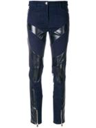 Versace Denim And Leather Skinny Trousers - Multicolour