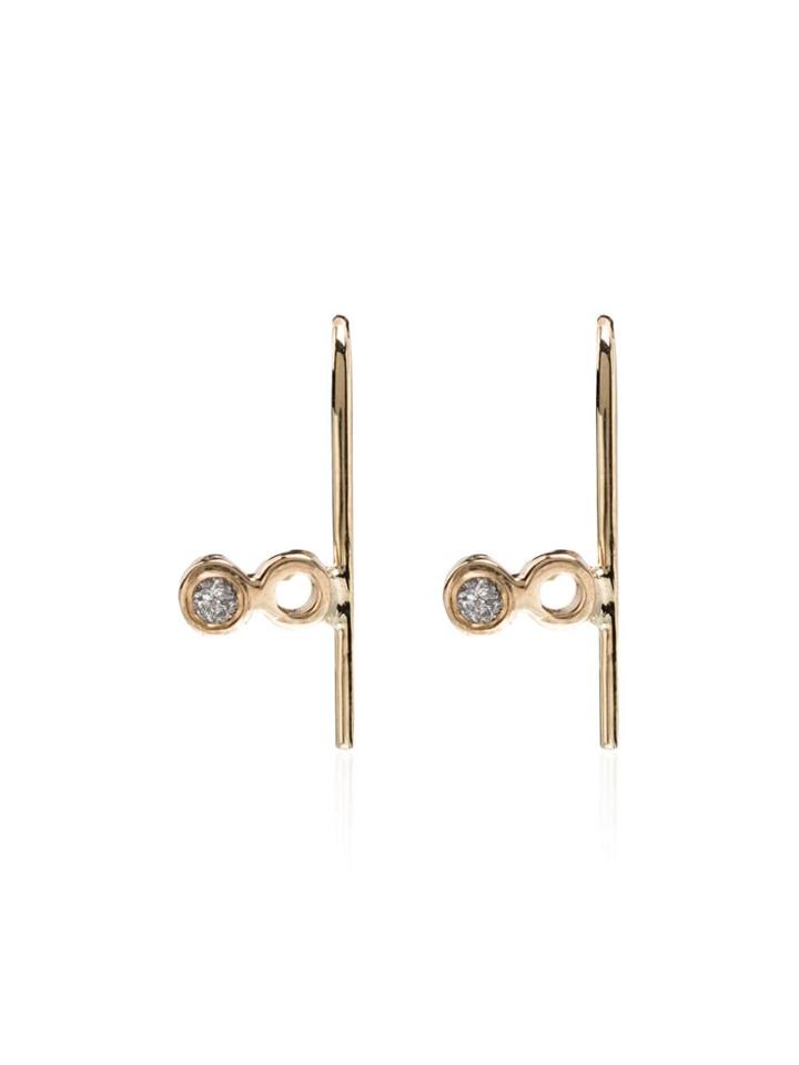 Xiao Wang 14k Yellow Gold Dot Dot Diamond Hook Earrings - Metallic
