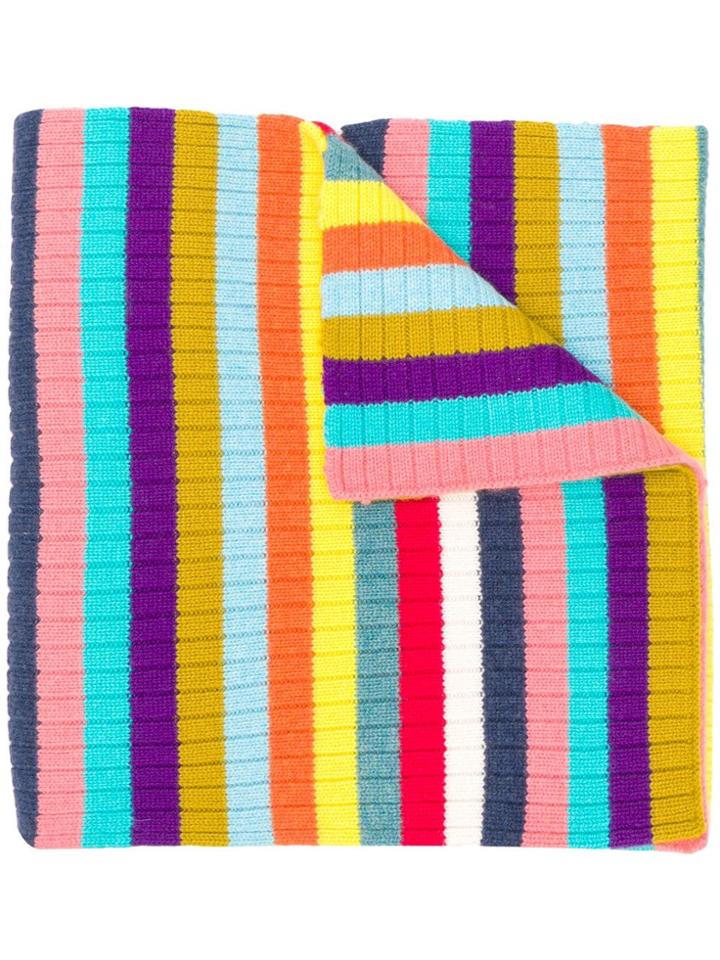 Majestic Filatures Colour-block Striped Scarf - Blue