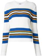 Msgm Striped Knit Sweater, Women's, Size: M, White, Cotton