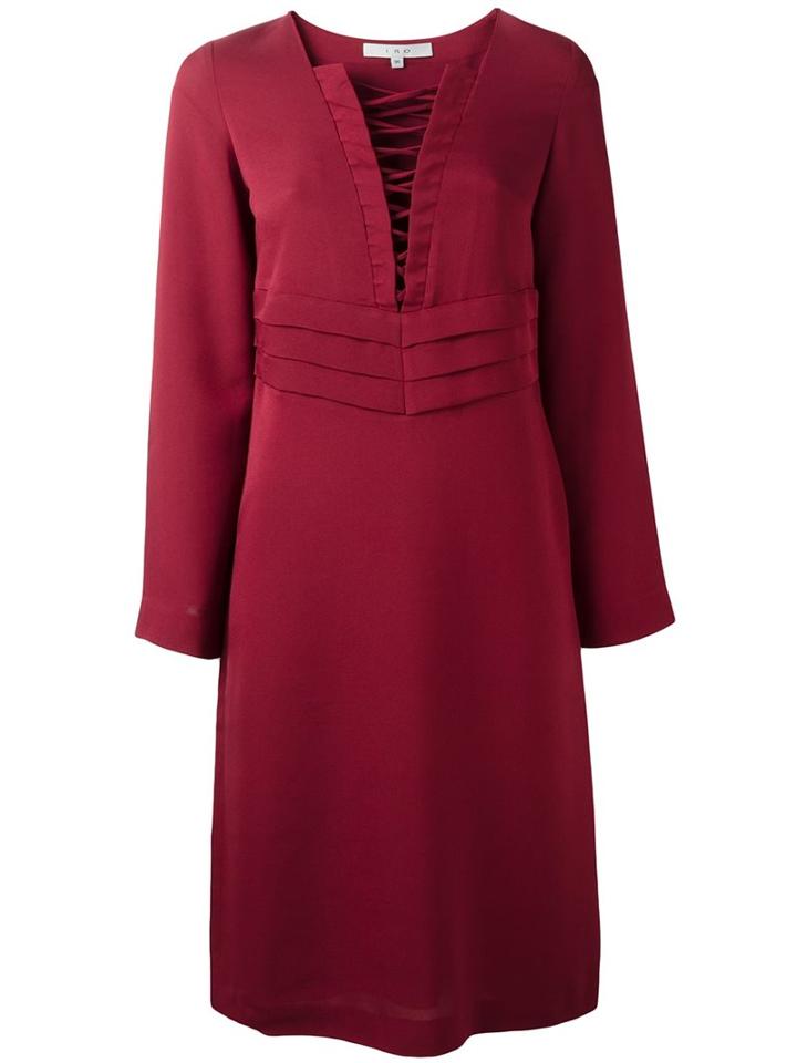 Iro Laced V-neck Dress, Women's, Size: 40, Red, Polyester/viscose