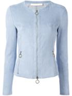 Drome Suede Zip Jacket, Women's, Size: Small, Blue, Lamb Skin