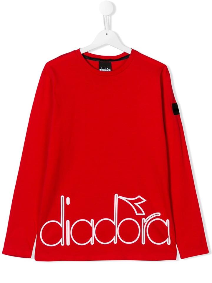 Diadora Junior Logo Print Sweater - Red