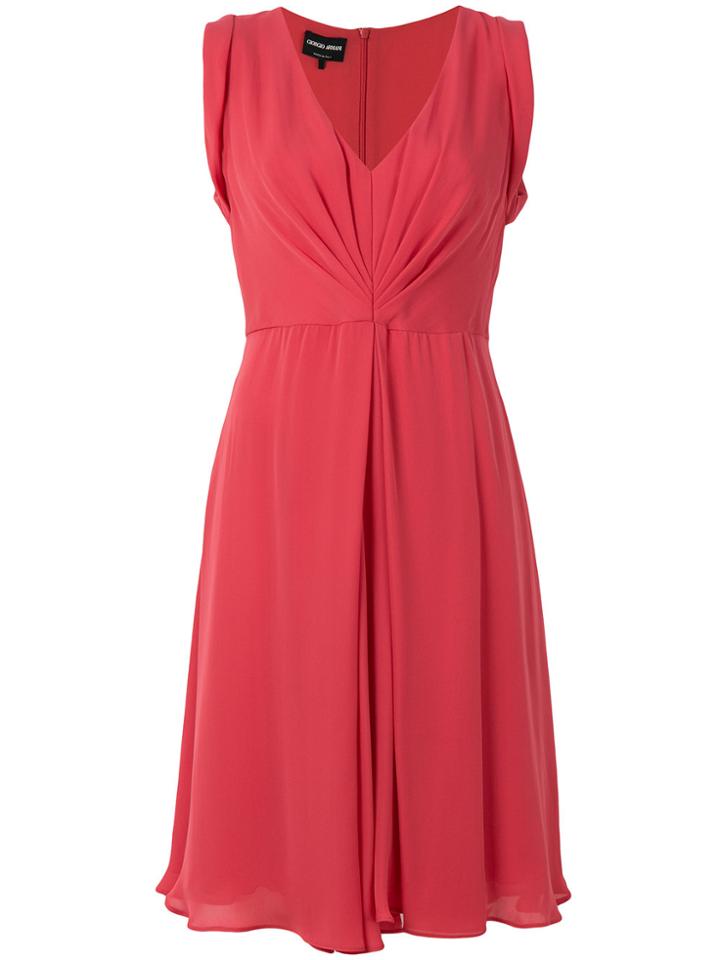 Giorgio Armani V-neck Flared Dress - Pink & Purple