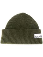 Ganni Ribbed Adjustable Beanie - Green