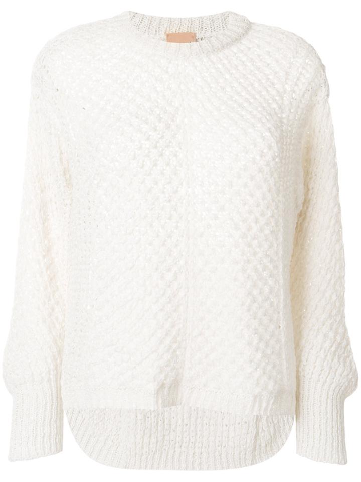 Nude Open Knit Jumper - White