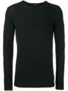 Roberto Collina Cable Knit Crew Neck Jumper, Men's, Size: 48, Black, Nylon/camel Hair/merino