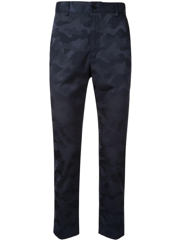Loveless Camouflage Print Tailored Trousers - Blue