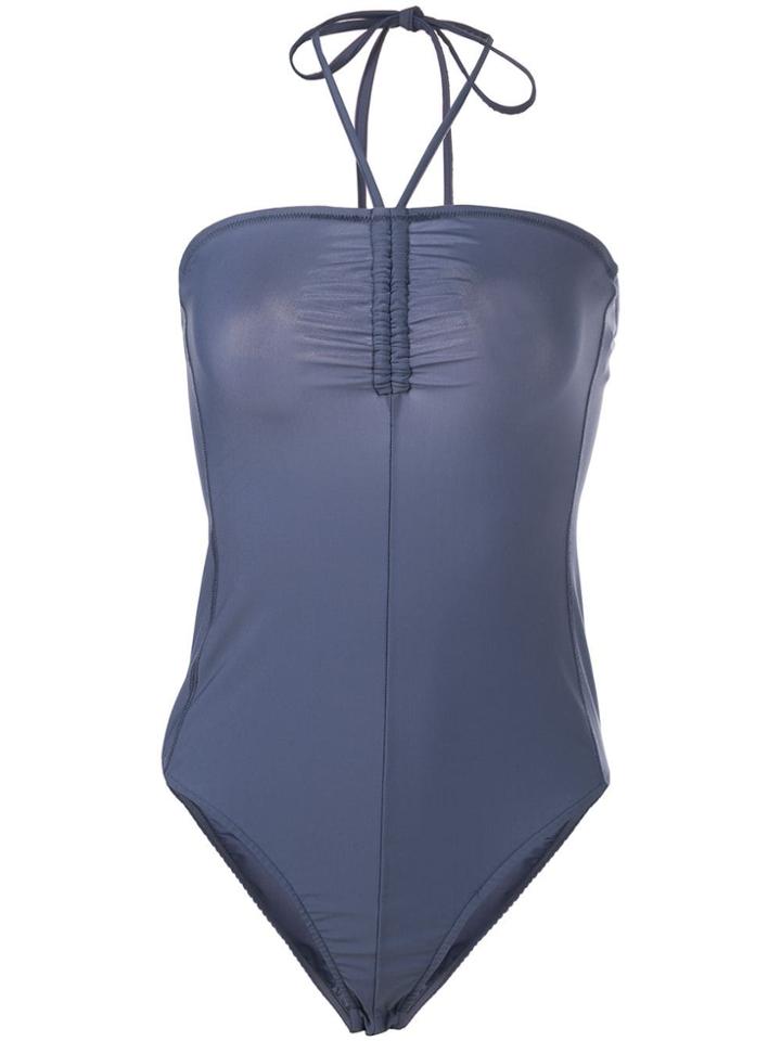 Tibi Ruched Halter Neck Bodysuit - Blue