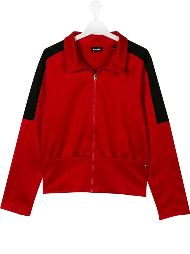 Diesel Kids Zipped Bomber Jacket - Red