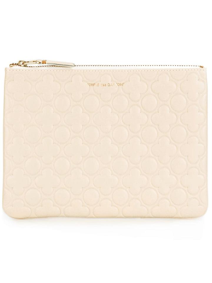 Comme Des Garçons Wallet Zipped Clutch - White