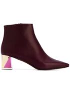 Neous Burgundy Leather 55 Pointed Ankle Boots - Red