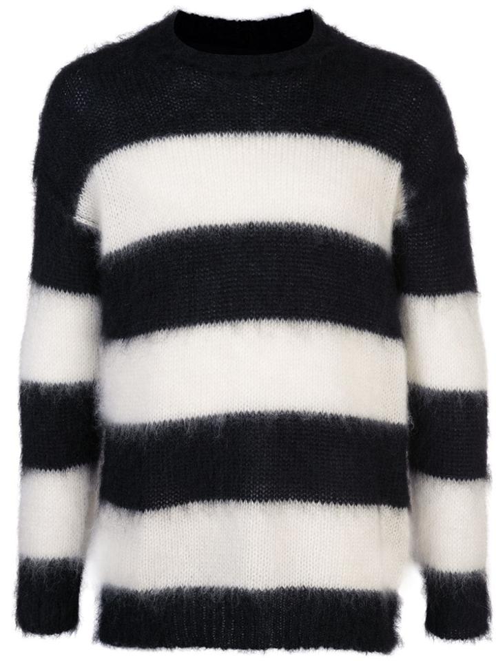 Isabel Benenato Striped Crew-neck Sweatshirt - Black