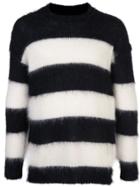 Isabel Benenato Striped Crew-neck Sweatshirt - Black