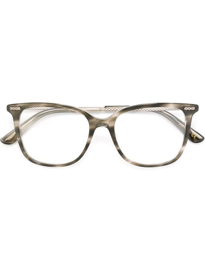 Bottega Veneta Square Frame Glasses, Grey, Acetate/metal Other
