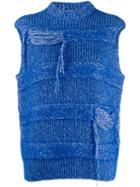 Mrz Distressed Knitted Gilet - Blue