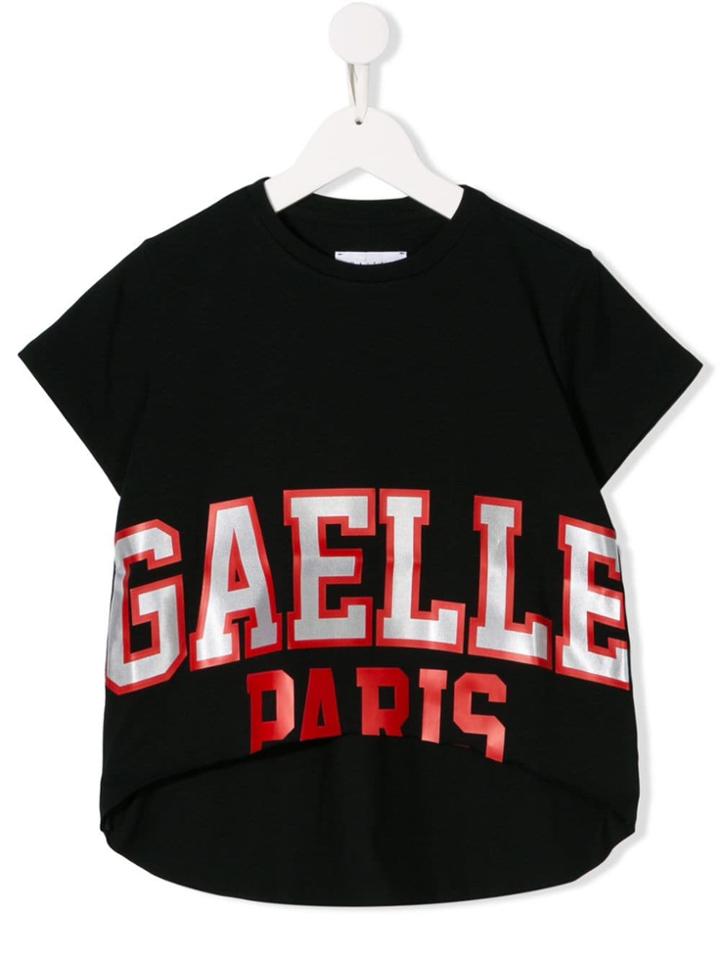 Gaelle Paris Kids Teen Cropped Logo T-shirt - Black