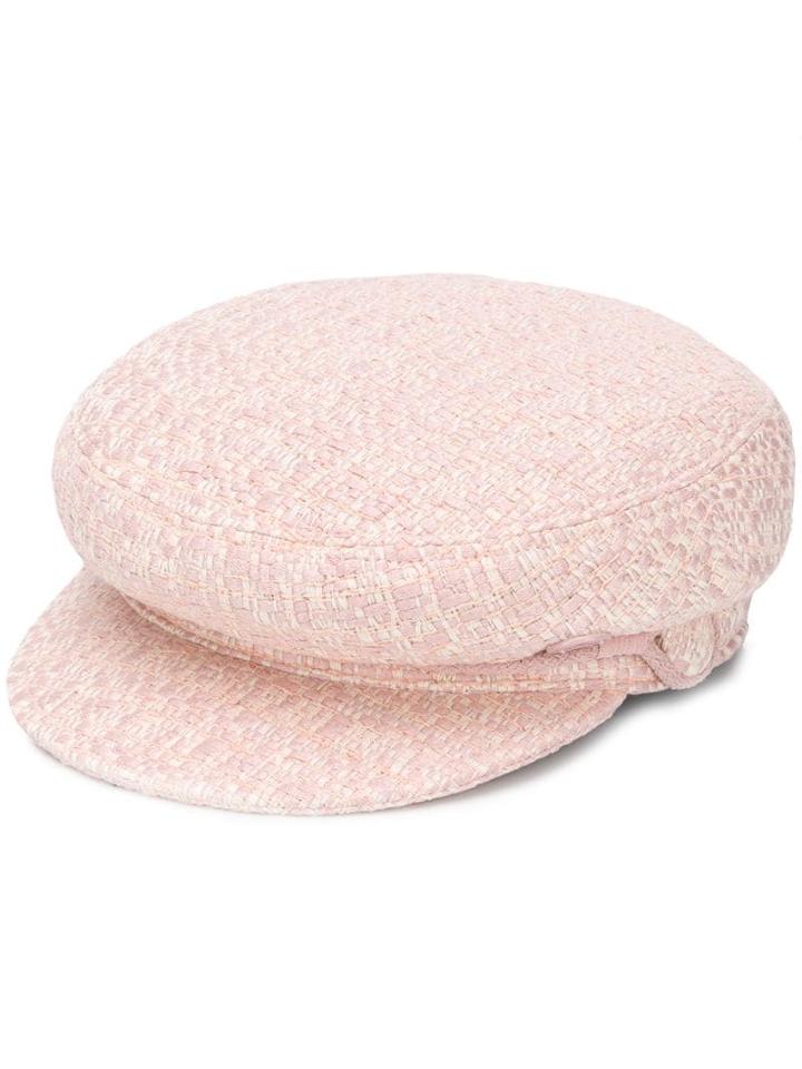 Maison Michel Woven Baker Boy Cap - Pink