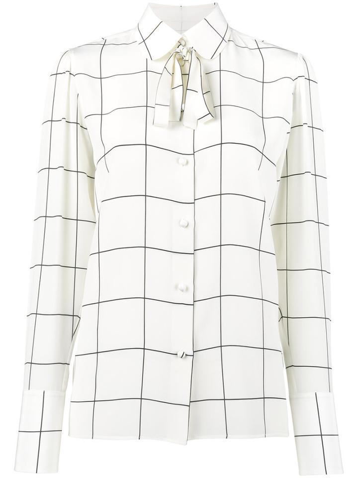 Windowpane Print Shirt - Women - Silk - 44, Nude/neutrals, Silk, Valentino