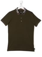 Emporio Armani Kids Teen Collar-logo Polo Shirt - Green