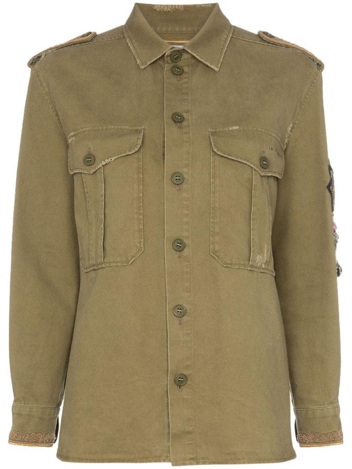Saint Laurent Embellished Military Shirt - Green