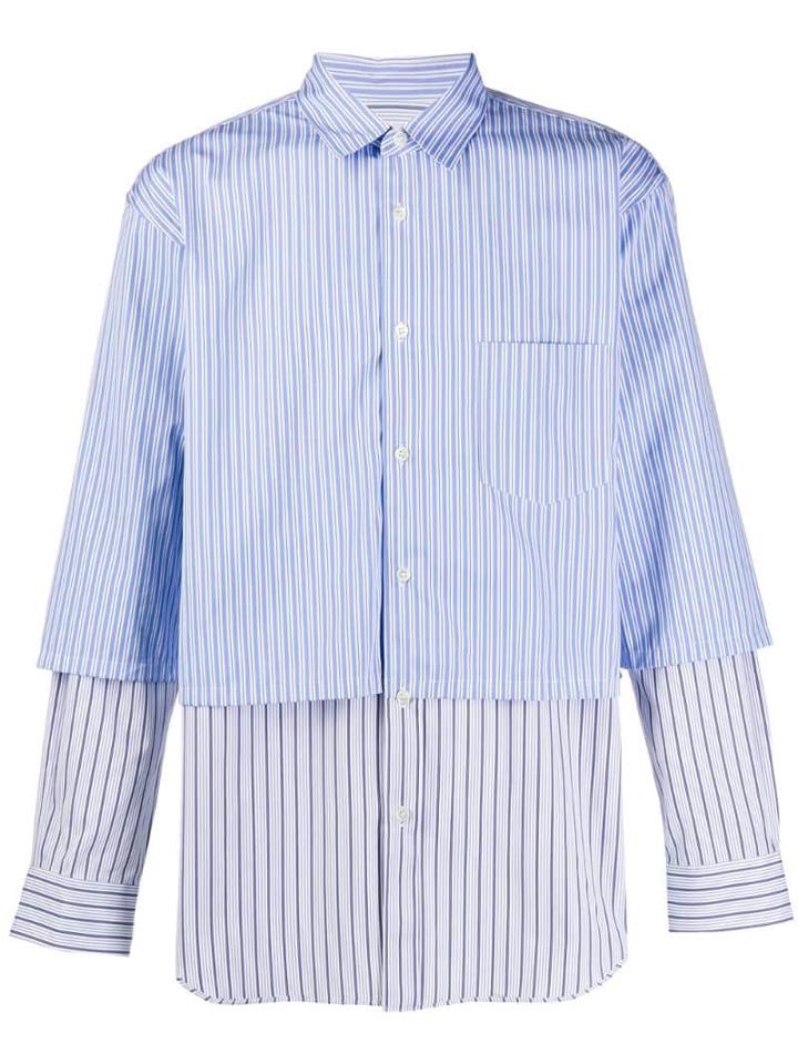 Comme Des Garçons Shirt Striped Layered-effect Shirt - Blue