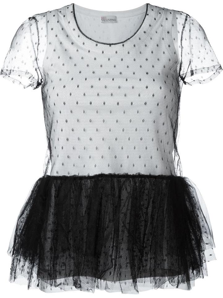 Red Valentino Tulle Peplum Top