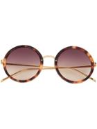 Linda Farrow Tortoise Shell Round Frame Sunglasses - Brown