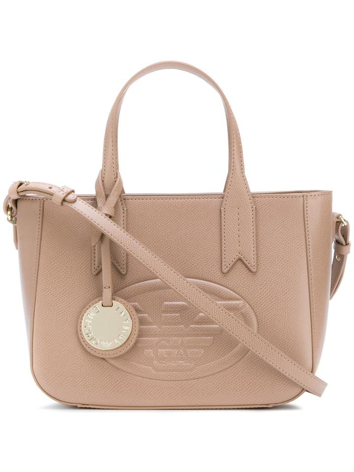 Emporio Armani Small Logo-embossed Tote - Nude & Neutrals