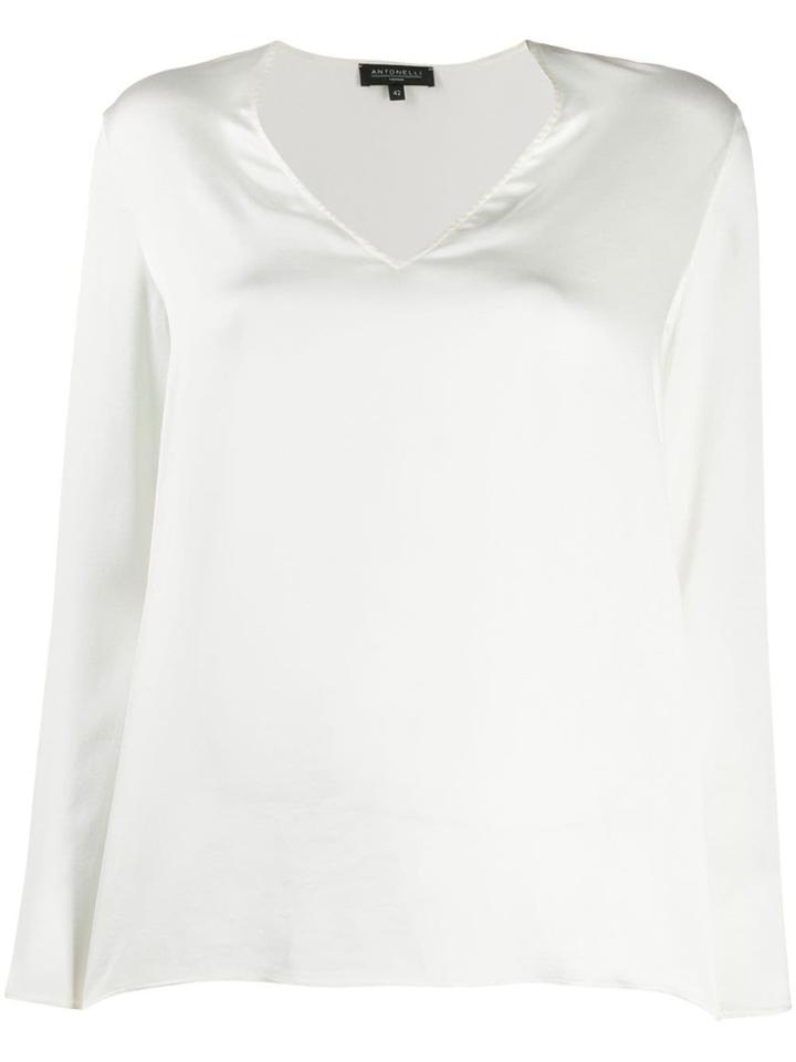 Antonelli V-neck Silk Top - White