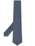 Kiton Flower And Lozenge Print Tie - Blue