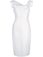 Black Halo Metallic Asymmetric Neck Dress