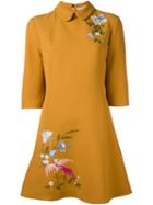 Vivetta Floral Embroidered Shift Dress, Women's, Size: 40, Yellow/orange, Polyamide/polyester/spandex/elastane/virgin Wool