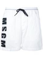 Msgm - Logo Swim Shorts - Men - Polyamide - 48, White, Polyamide