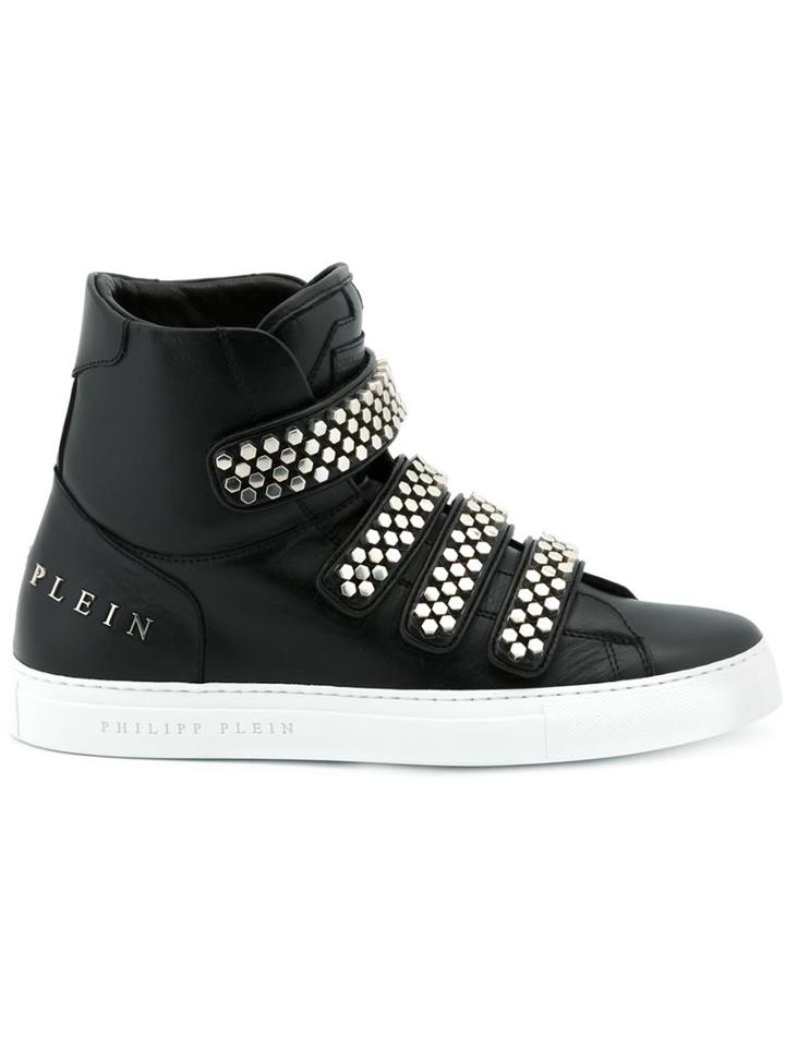 Philipp Plein Studded Hi-top Sneakers, Men's, Size: 42, Black, Leather/rubber