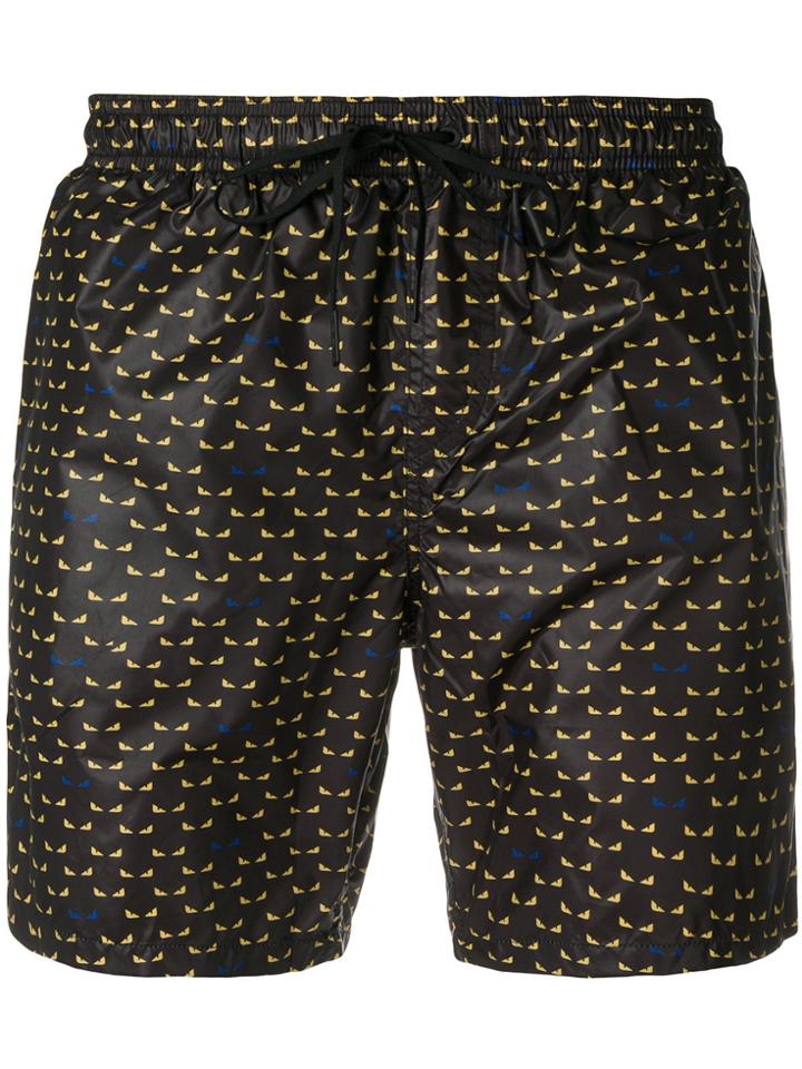 Fendi Printed Swim Shorts - Black