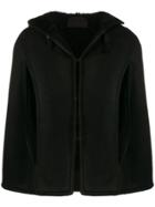Prada Hooded Shearling Cape - Black