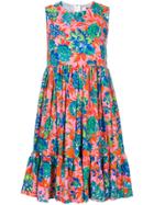 Msgm Floral Empire Line Dress - Multicolour