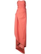 Paule Ka Gathered Detail Strapless Gown - Pink & Purple