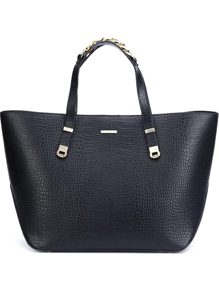 Thomas Wylde - Embossed Crocodile Effect Tote - Women - Calf Leather - One Size, Women's, Black, Calf Leather