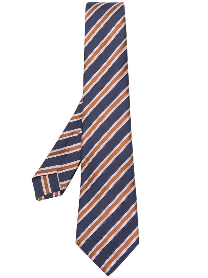 Kiton Striped Knit Tie - Brown