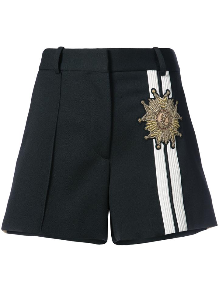 Vera Wang Embroidered Contrast Panels Shorts - Black